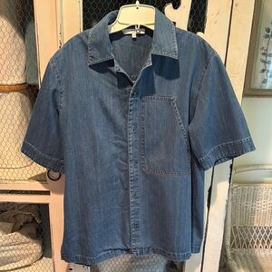 Tibi denim oversized camp shirt, Size M, EUC, $95